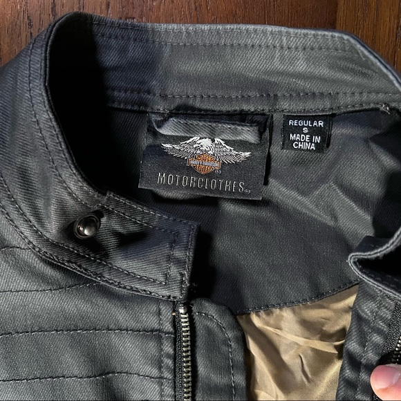 HARLEY-DAVIDSON MEN'S WAXED COTTON TWILL FIELD JACKET BLACK SIZE SMALL - Picture 4 of 8